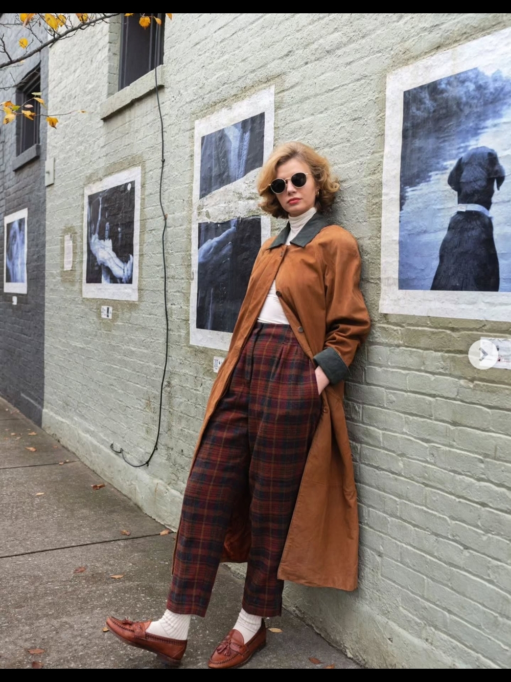 Vintage Brown Leather Trench